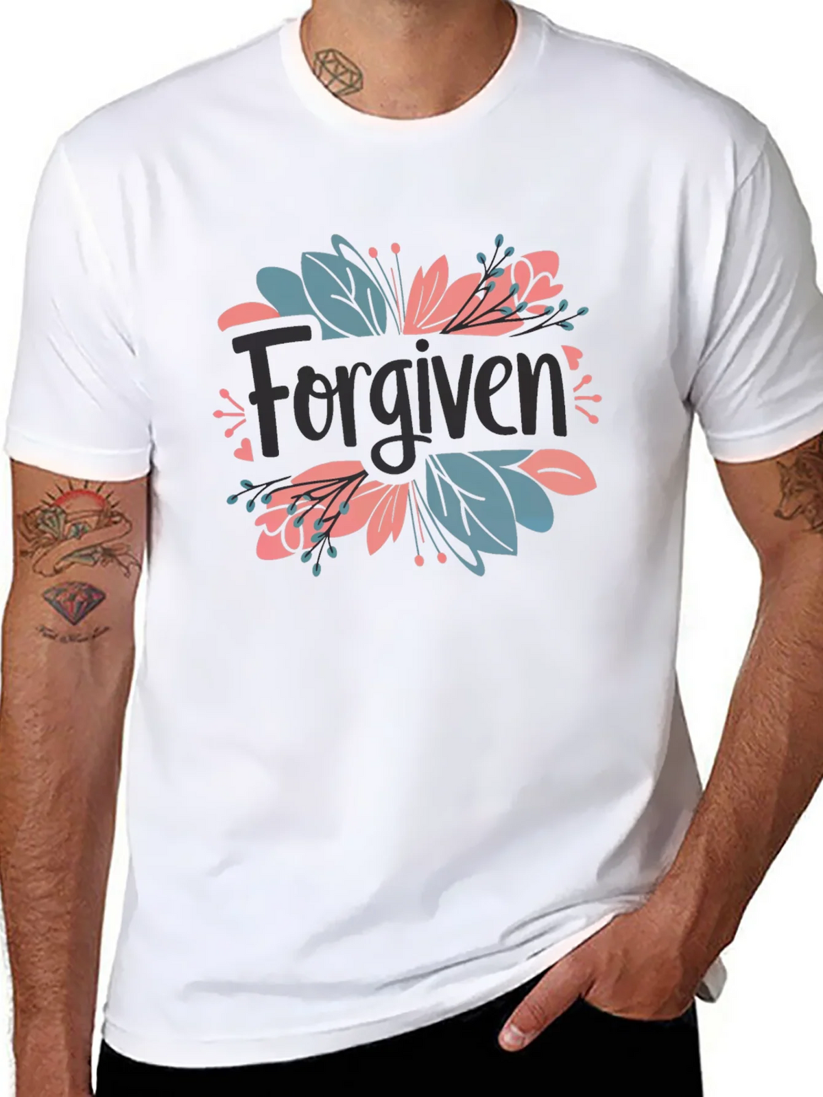 Forgiven Floral Graphic Black T-Shirt product image 7