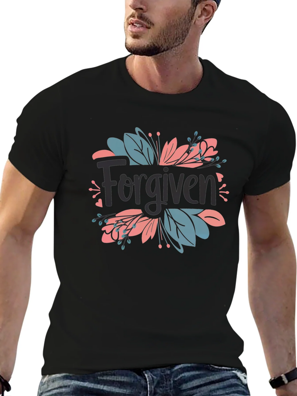 Forgiven Floral Graphic Black T-Shirt product image 6
