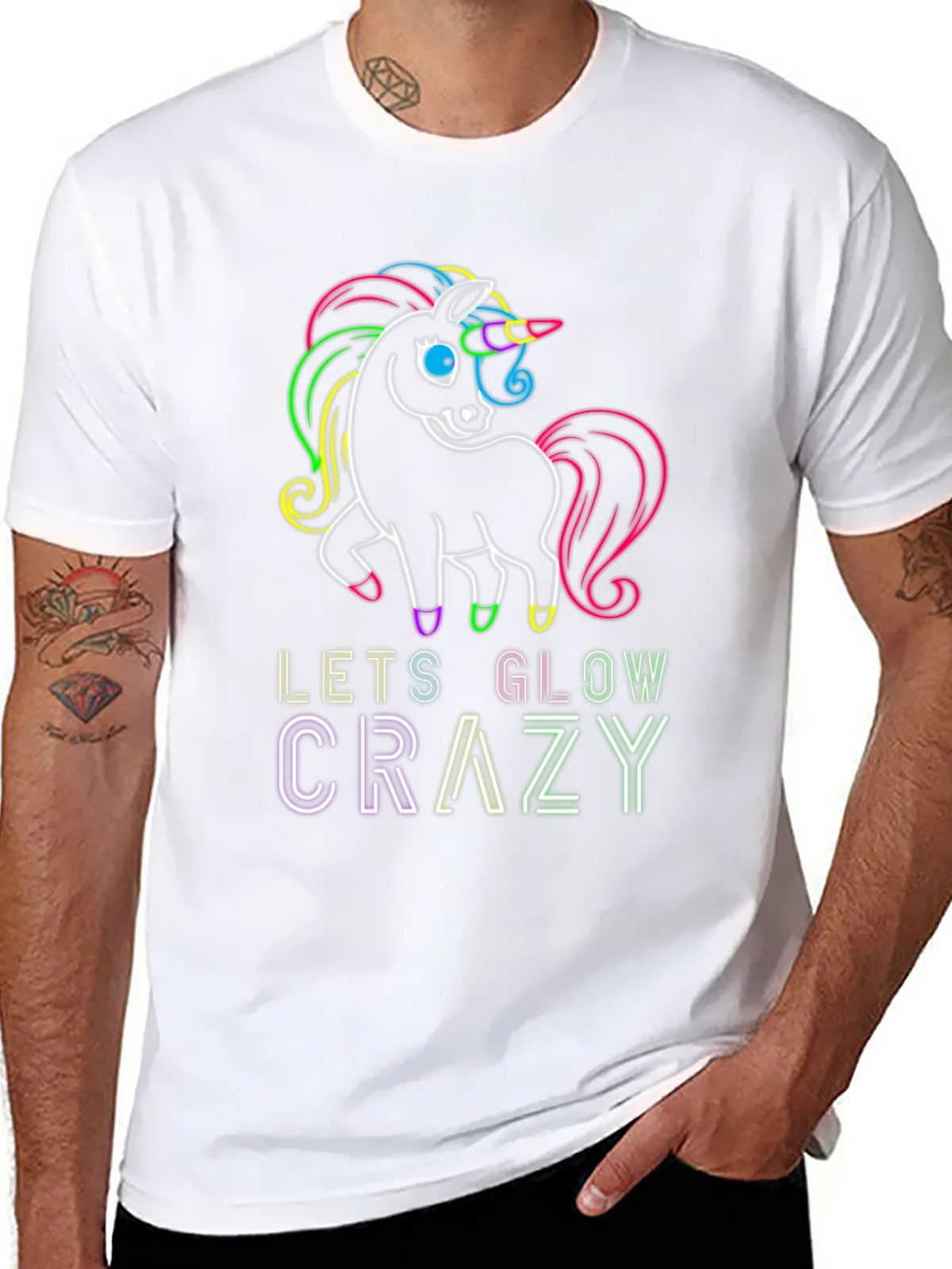 Neon Unicorn Glow Crazy T-Shirt product image 7