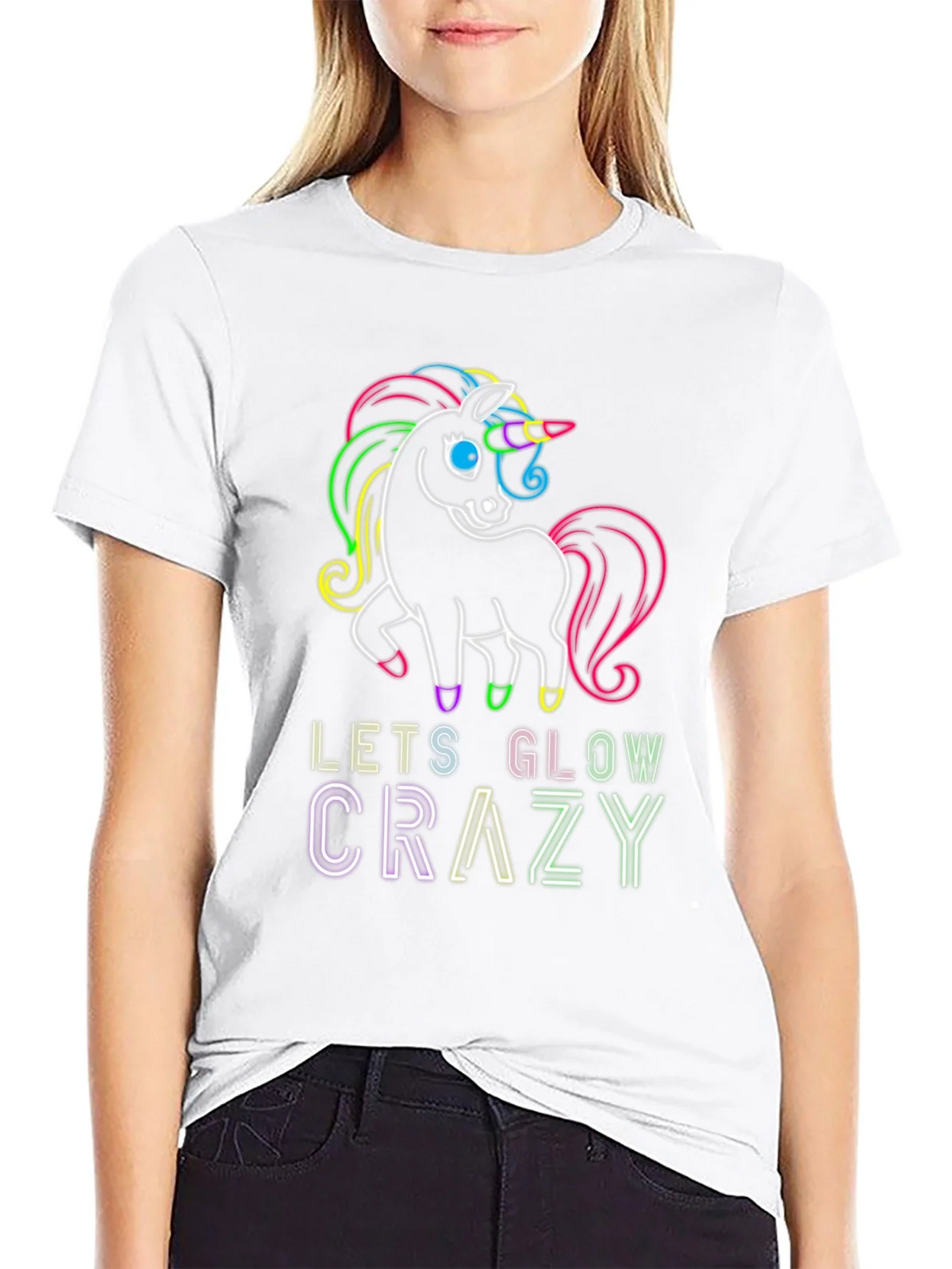 Neon Unicorn Glow Crazy T-Shirt product image 8