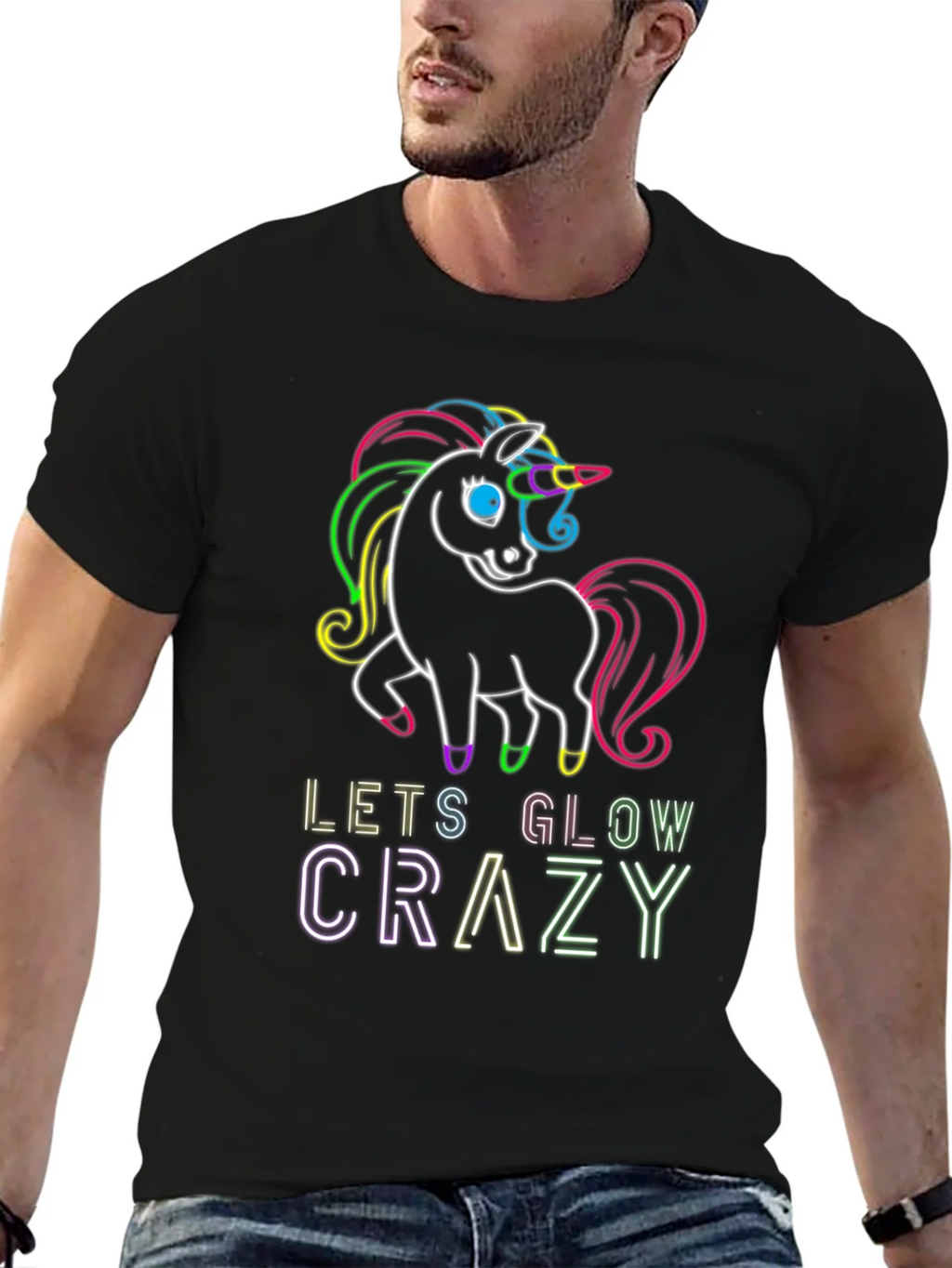 Neon Unicorn Glow Crazy T-Shirt product image 6