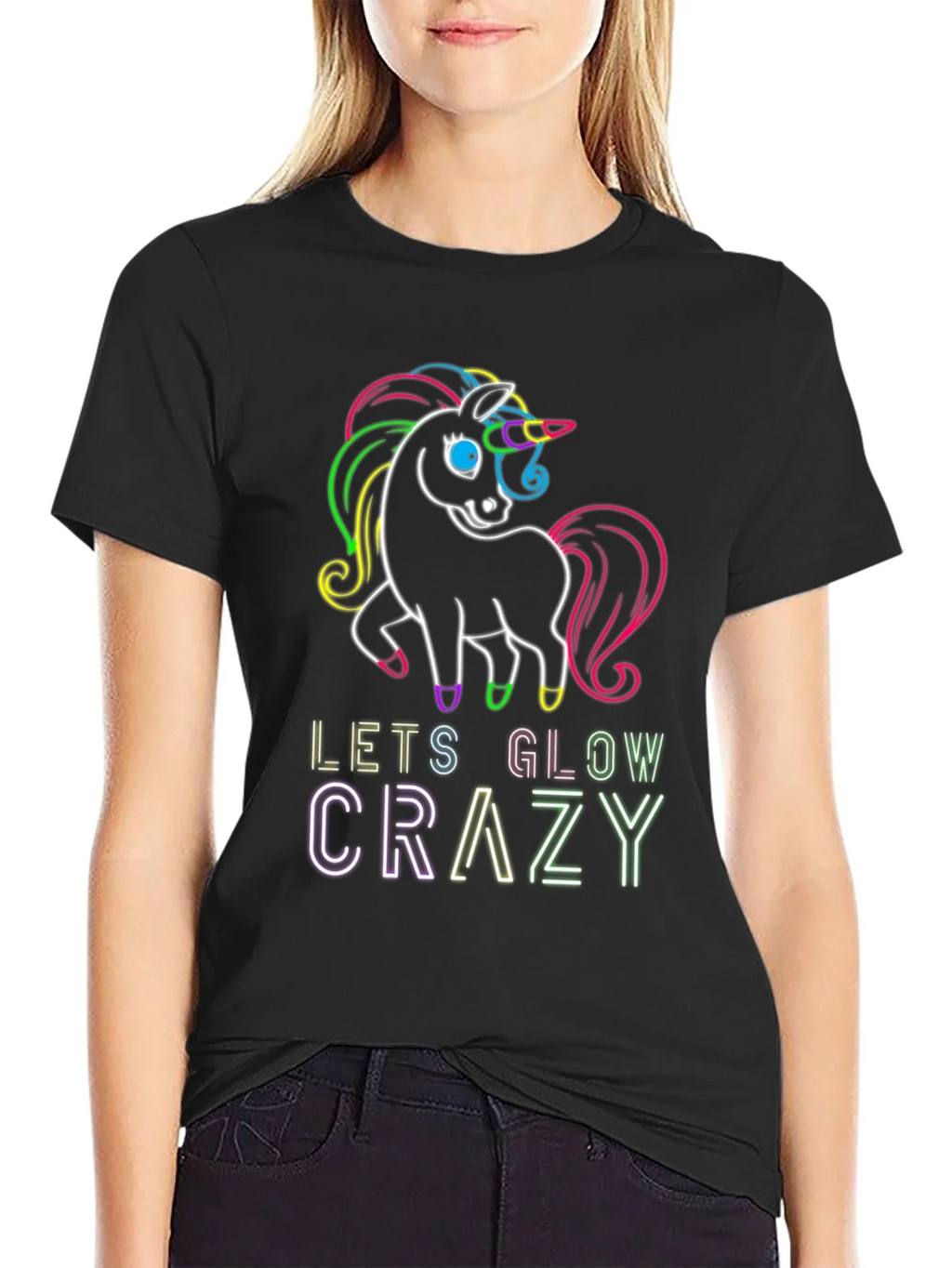 Neon Unicorn Glow Crazy T-Shirt product image 2