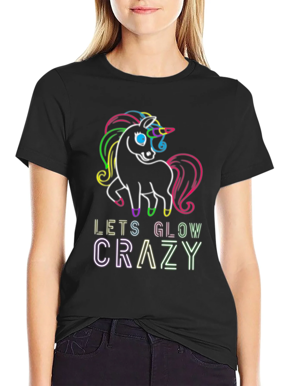 Neon Unicorn Glow Crazy T-Shirt product image 2