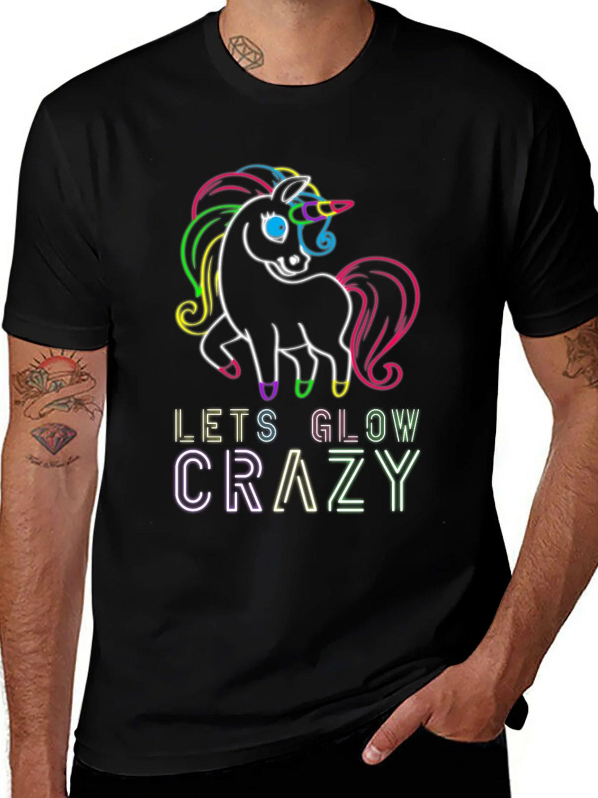 Neon Unicorn Glow Crazy T-Shirt product image 1