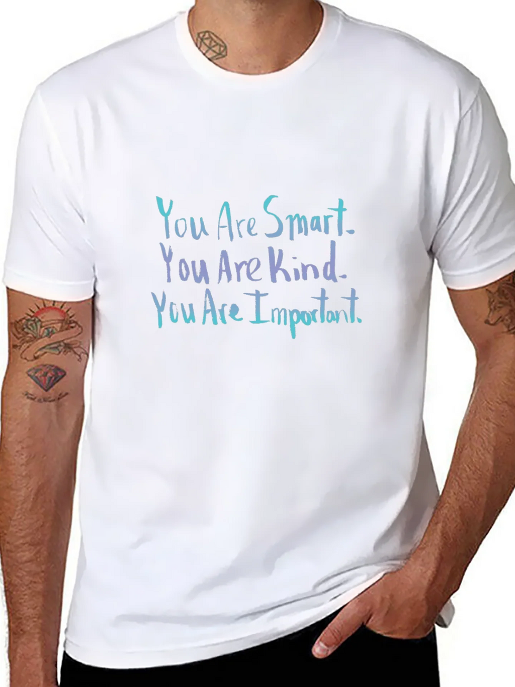 Inspirational Black T-Shirt: You Are Smart Kind Important product image 7