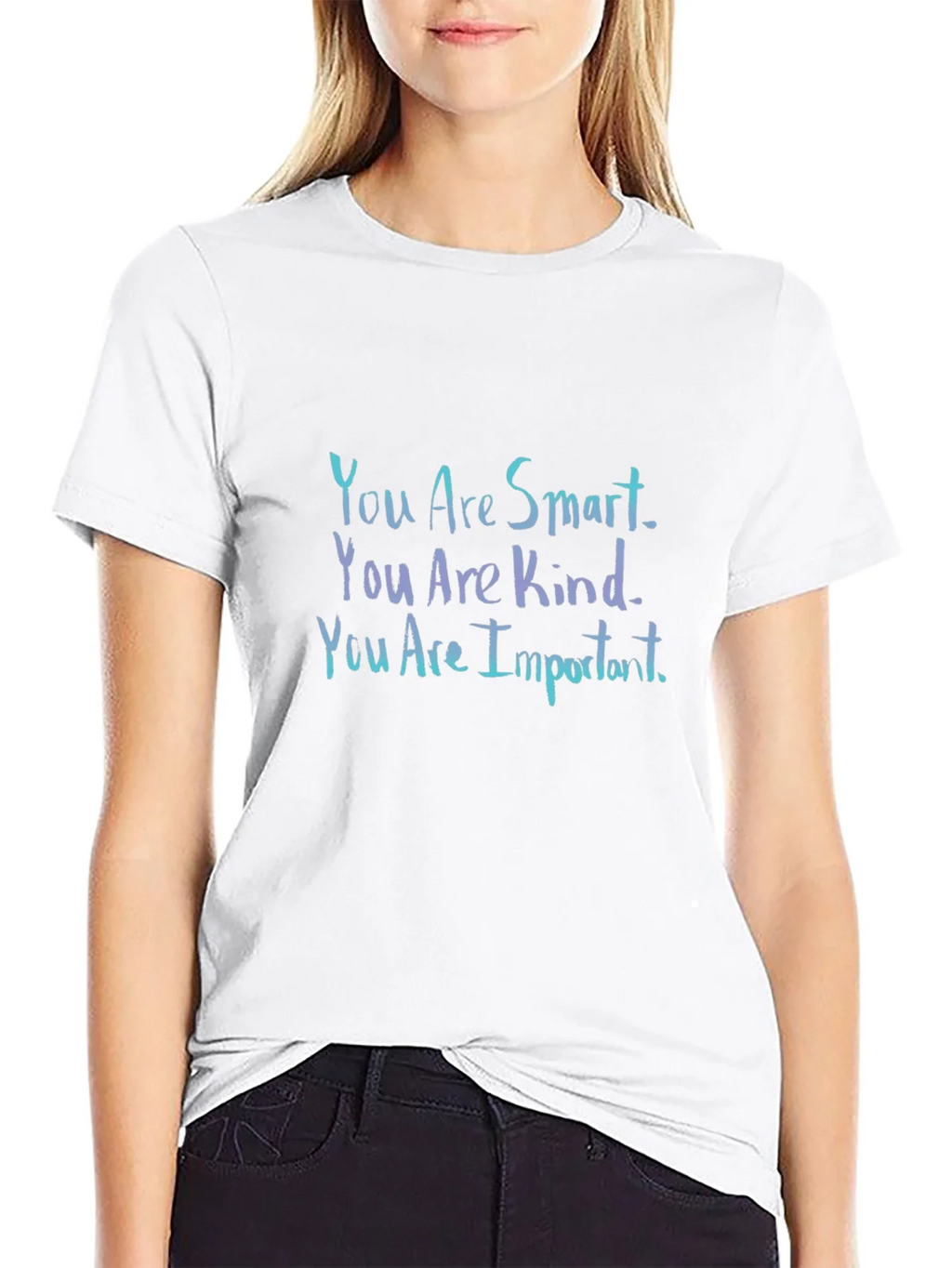 Inspirational Black T-Shirt: You Are Smart Kind Important product image 8