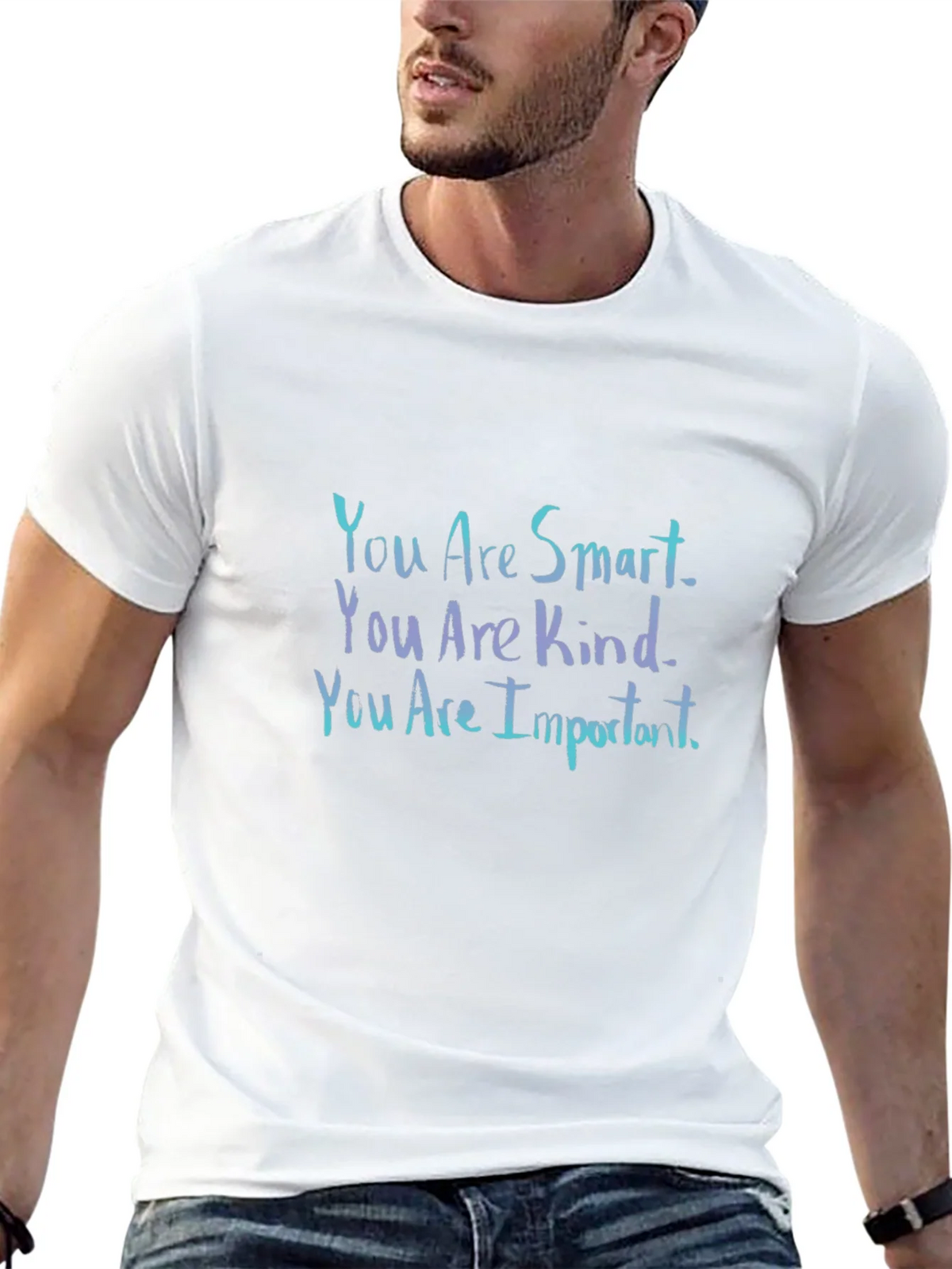 Inspirational Black T-Shirt: You Are Smart Kind Important product image 12
