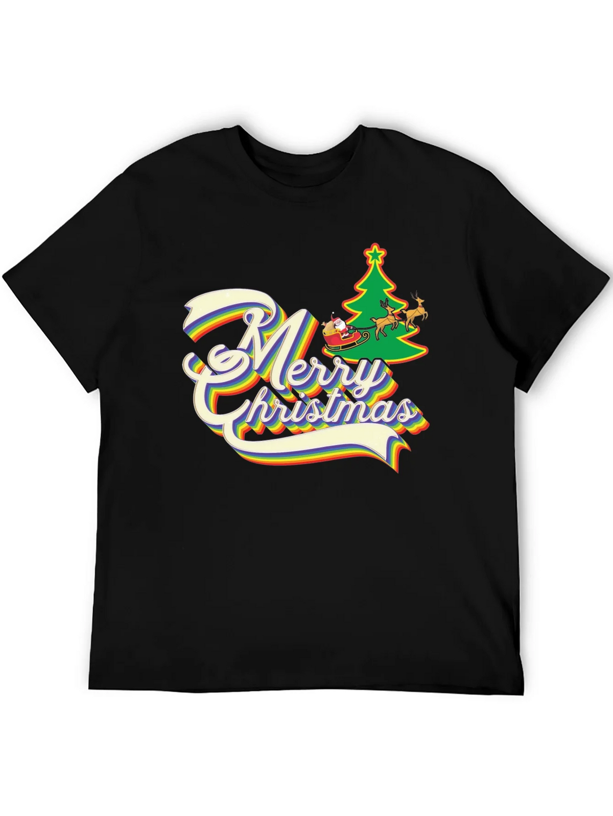 Rainbow Merry Christmas T-Shirt product image 5