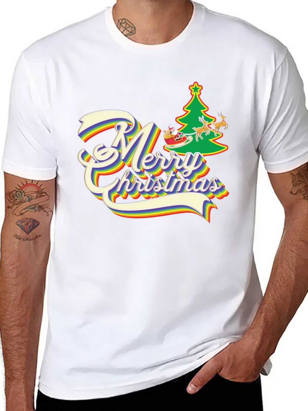 Rainbow Merry Christmas T-Shirt product image 7