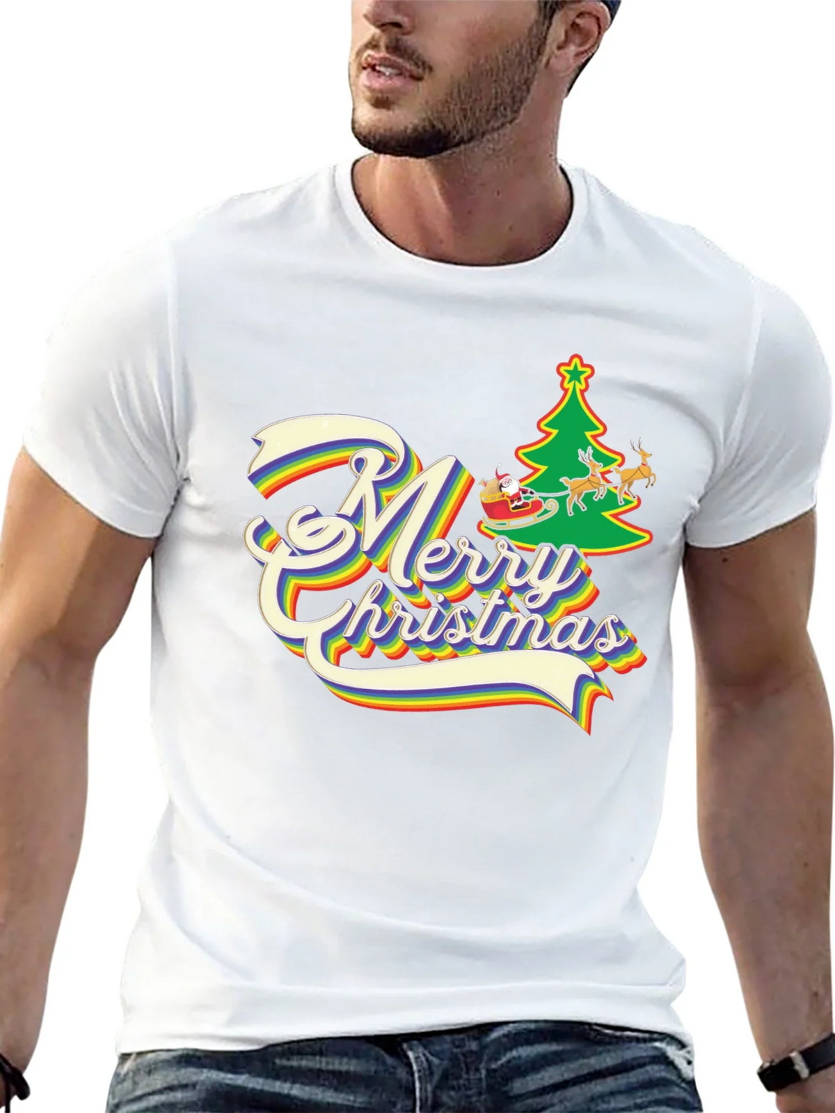 Rainbow Merry Christmas T-Shirt product image 12