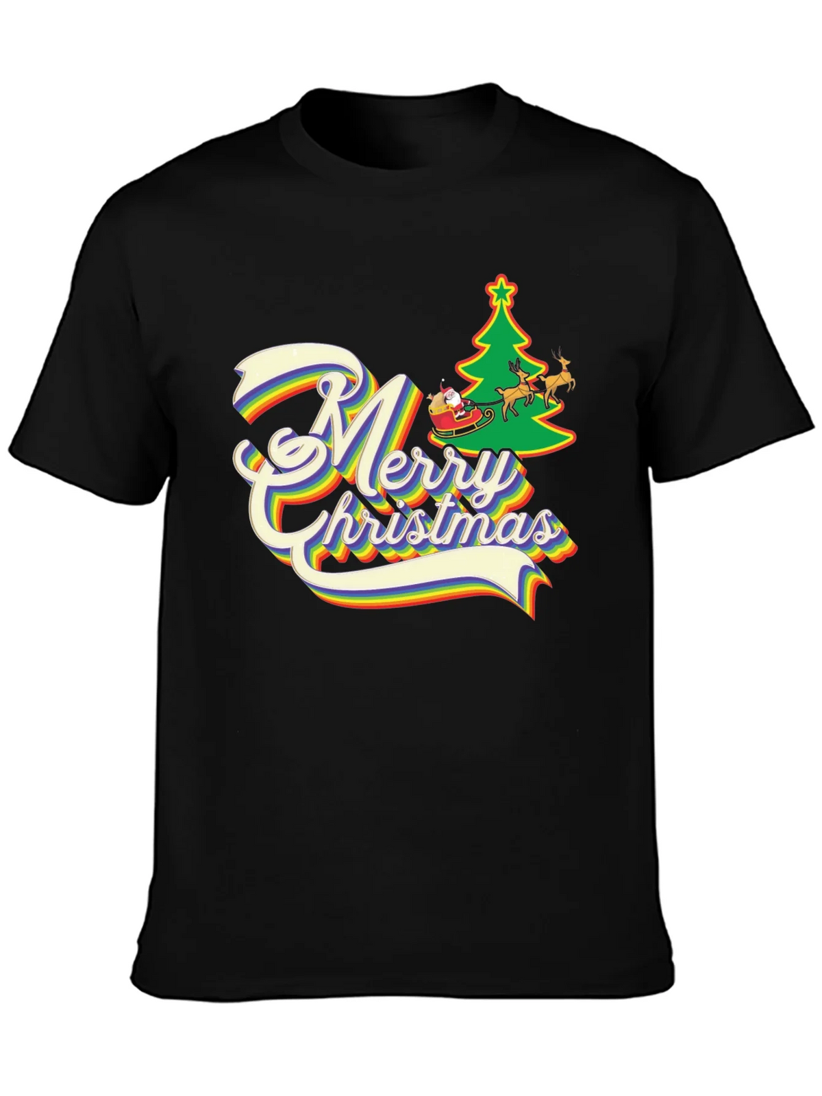 Rainbow Merry Christmas T-Shirt product image 3