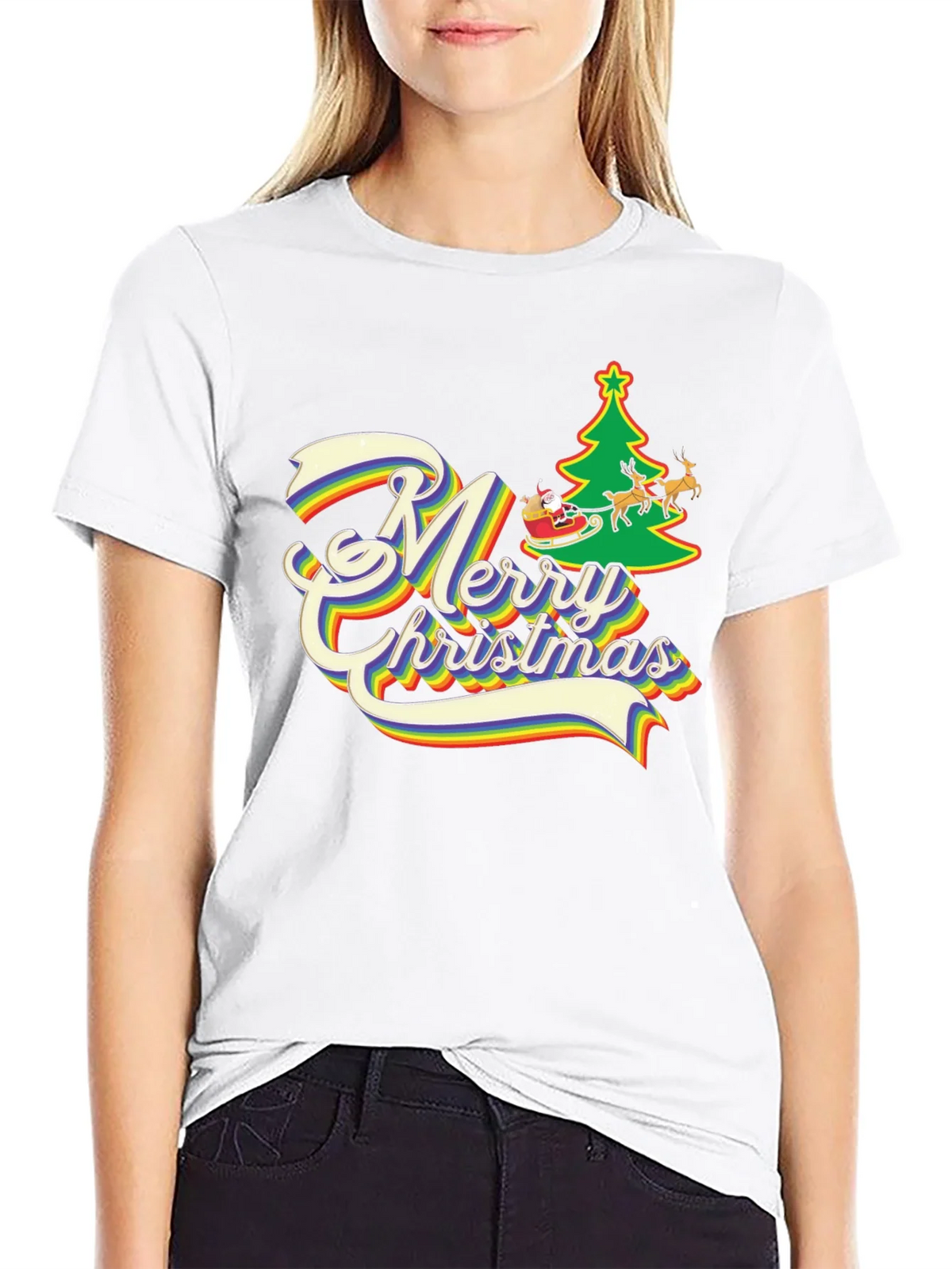 Rainbow Merry Christmas T-Shirt product image 8