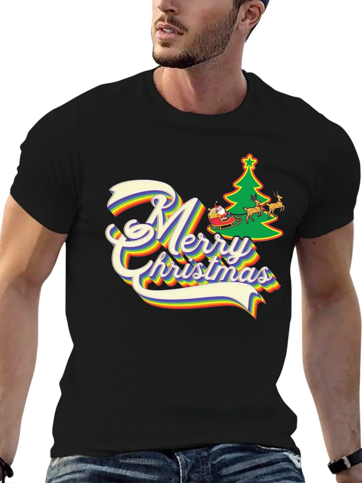 Rainbow Merry Christmas T-Shirt product image 6