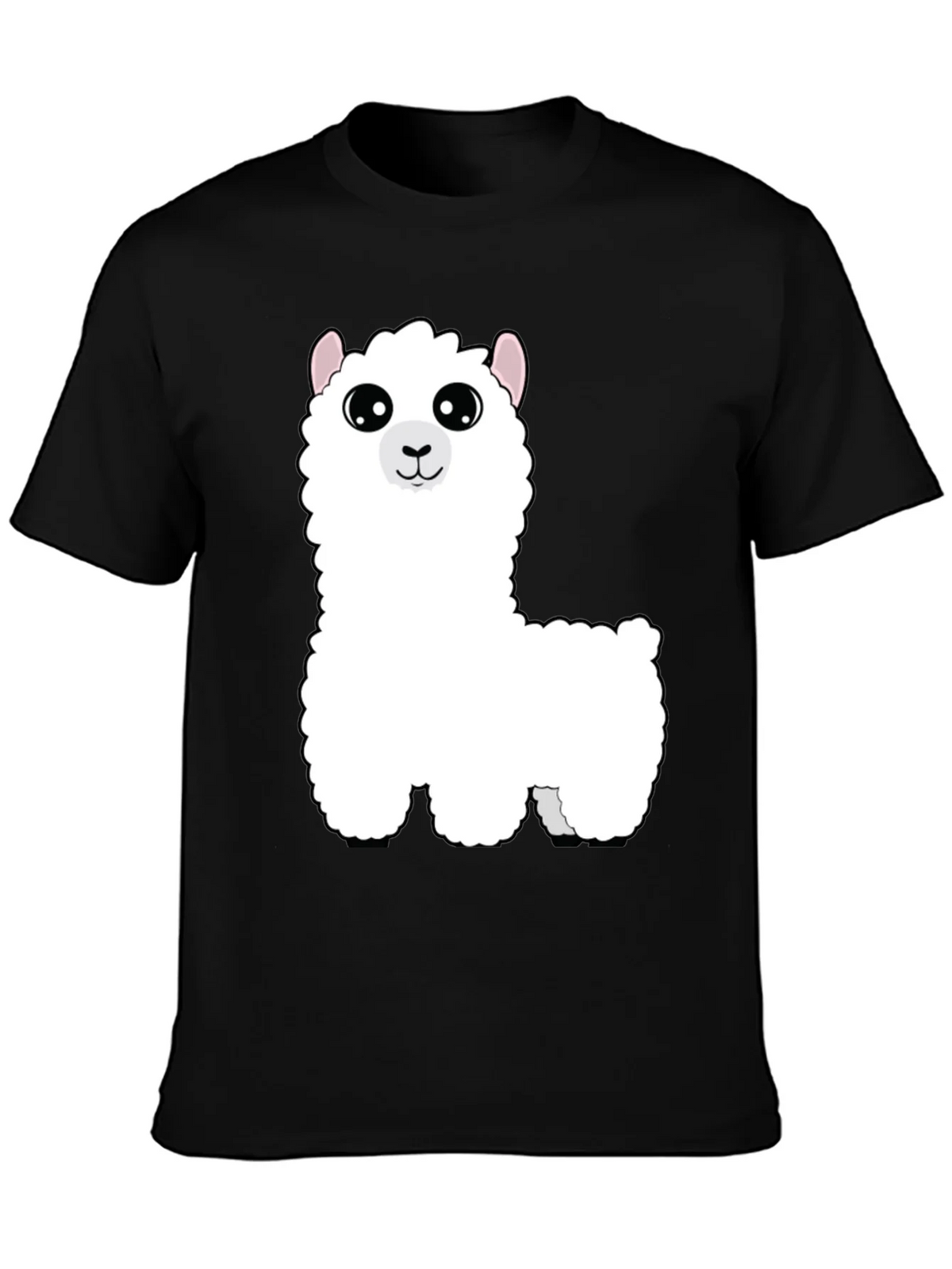 Cute Alpaca Graphic Tee - Black Cotton T-Shirt product image 3