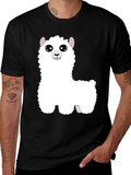 Cute Alpaca Graphic Tee - Black Cotton T-Shirt product image 1
