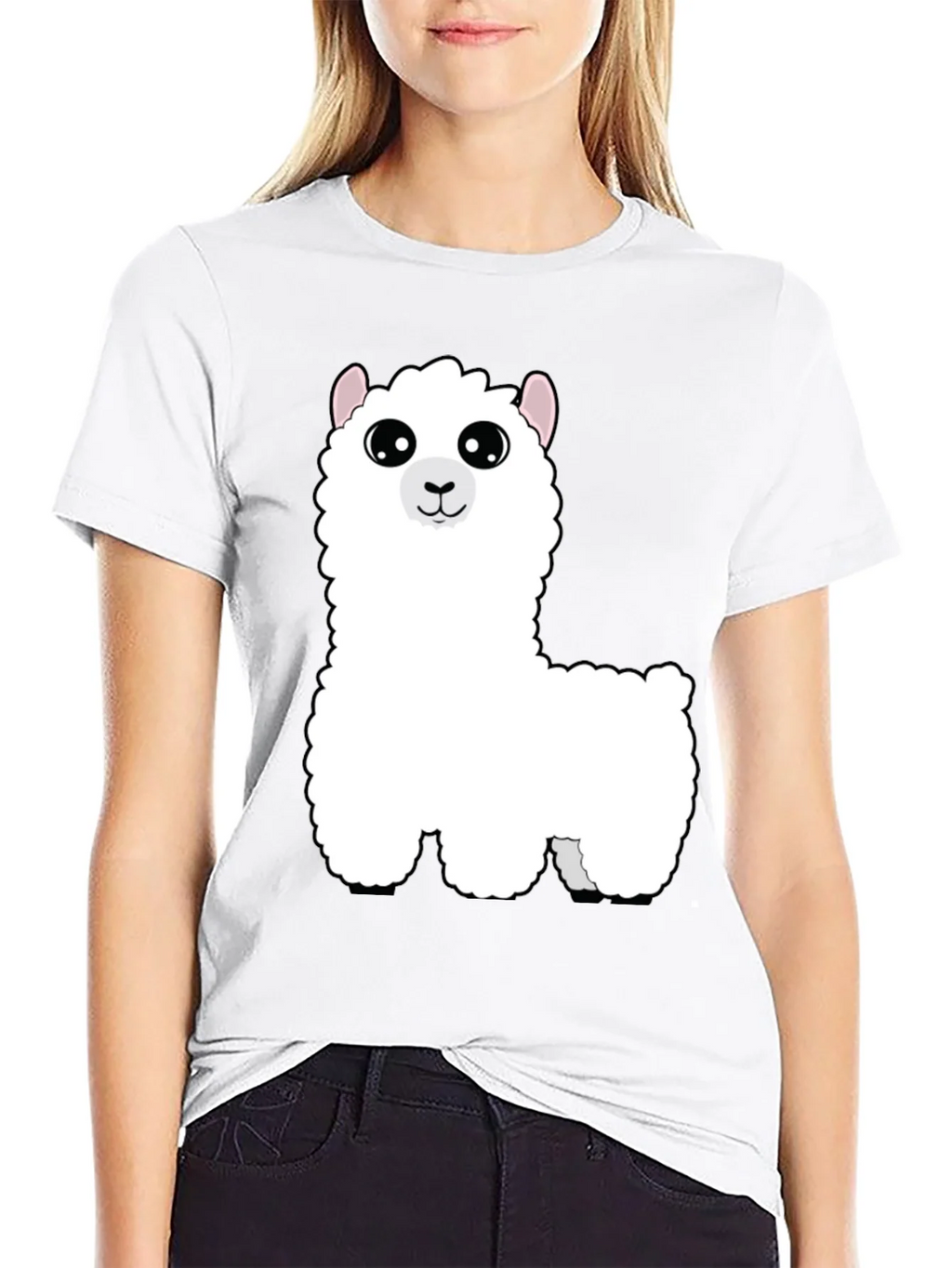 Cute Alpaca Graphic Tee - Black Cotton T-Shirt product image 8