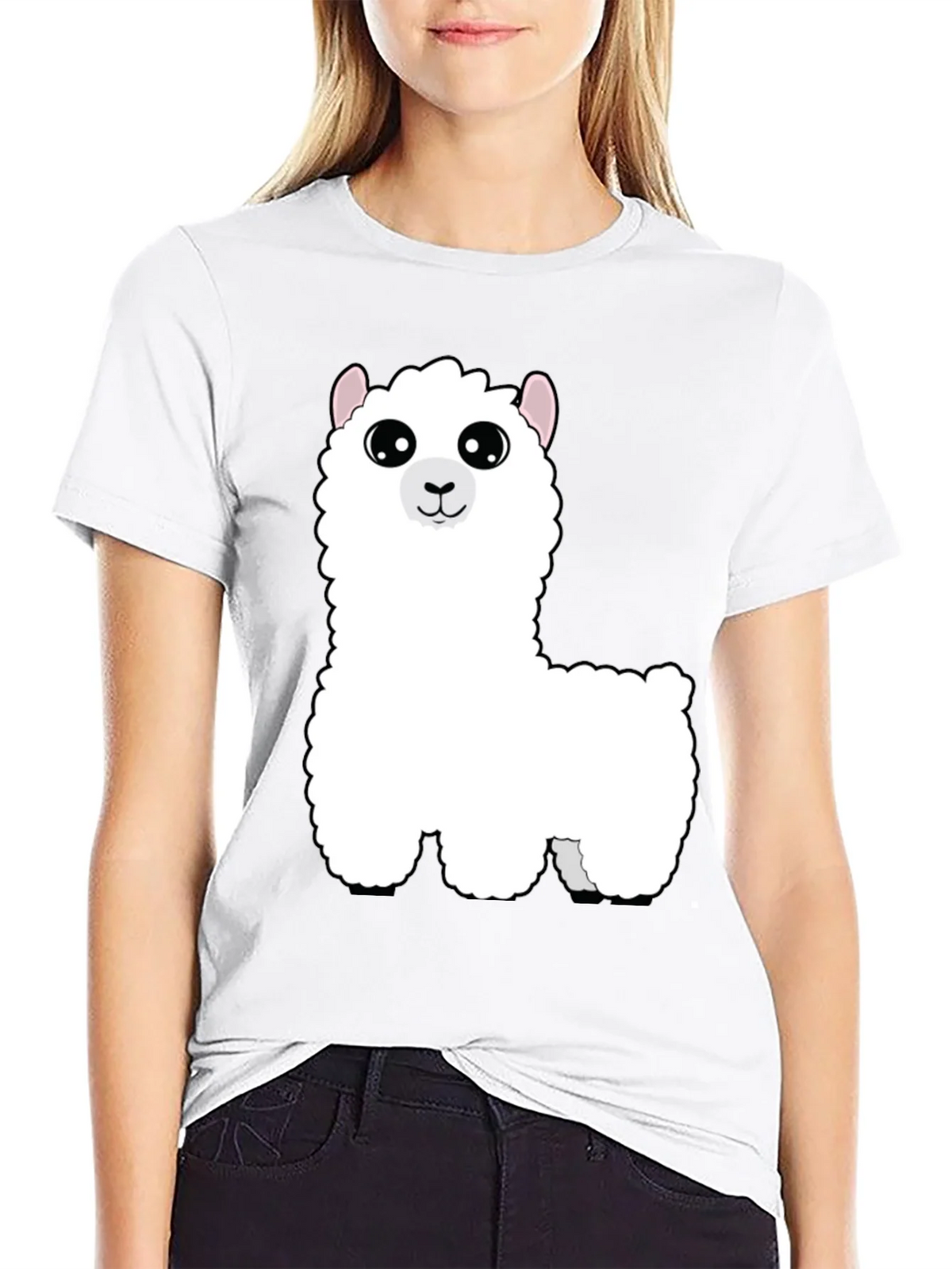 Cute Alpaca Graphic Tee - Black Cotton T-Shirt product image 8