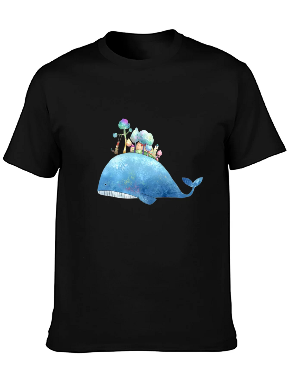 Whimsical Whale Island Graphic Tee - Black product image 3