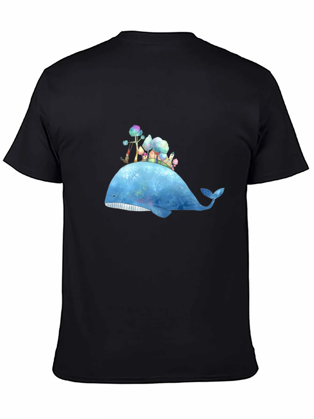 Whimsical Whale Island Graphic Tee - Black product image 4