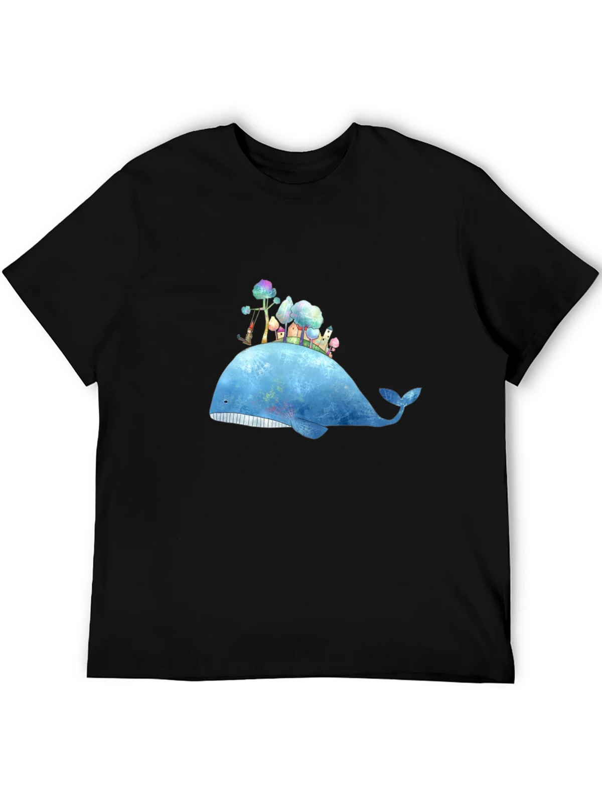 Whimsical Whale Island Graphic Tee - Black product image 5