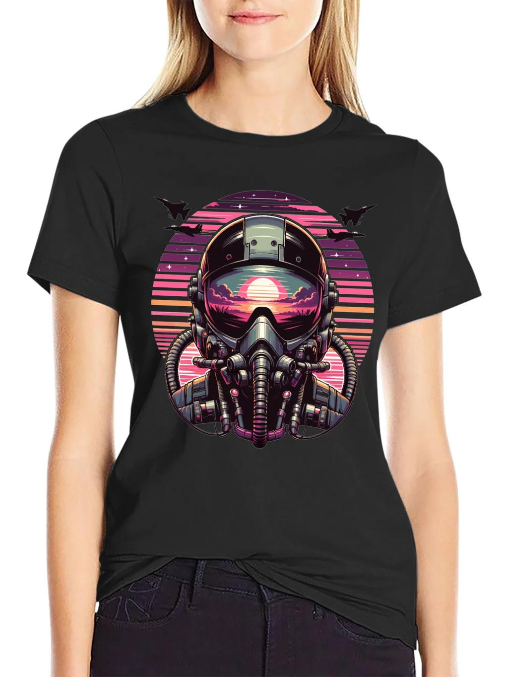 Retro Pilot Graphic Tee - Vintage Sunset Design product image 2