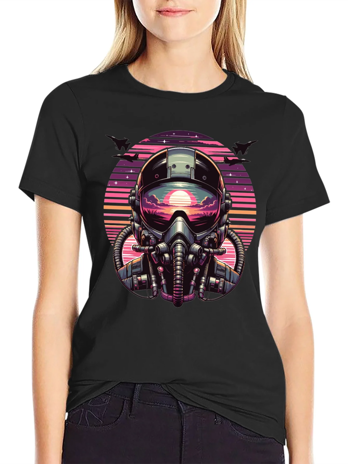Retro Pilot Graphic Tee - Vintage Sunset Design product image 2