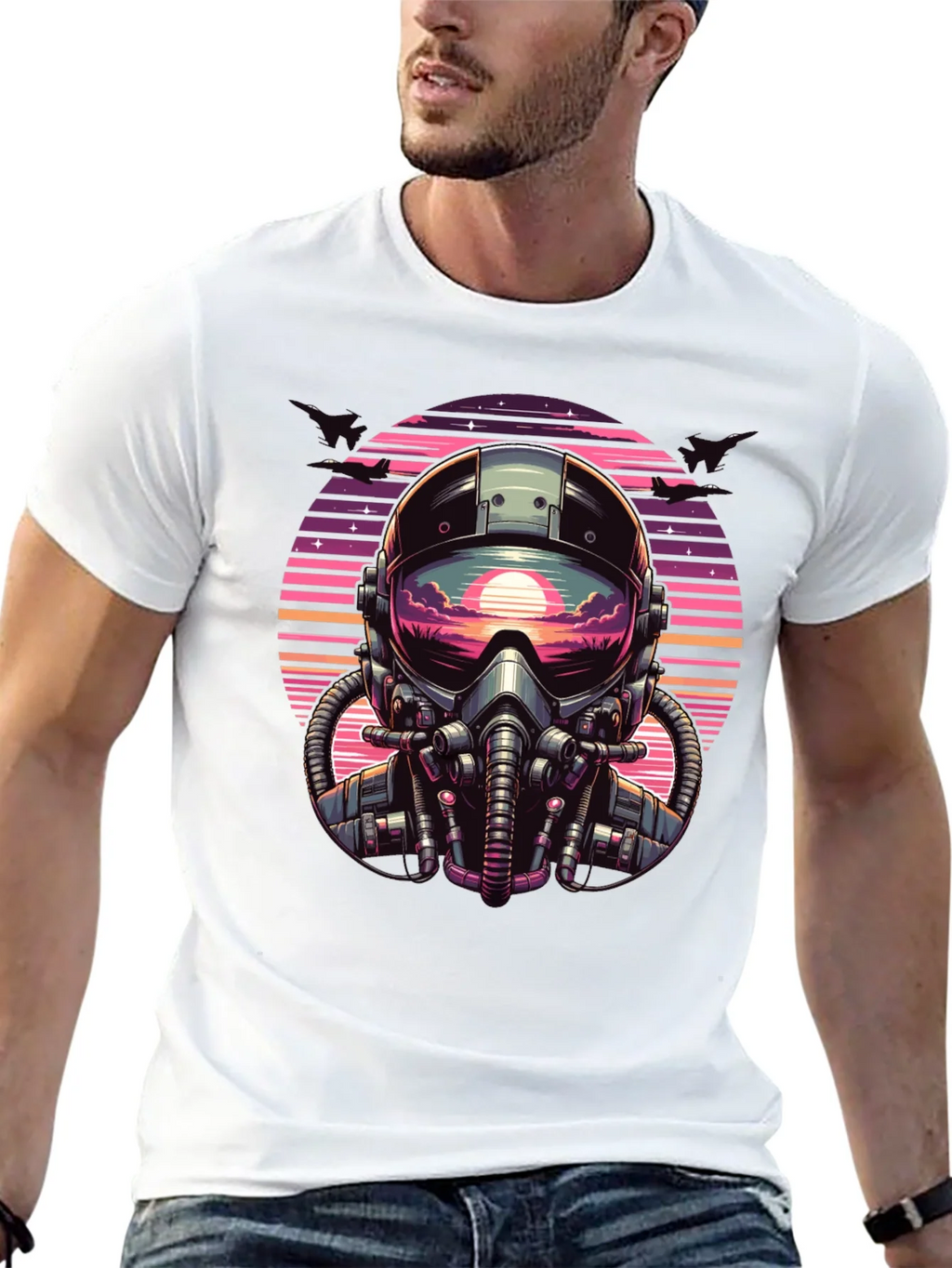 Retro Pilot Graphic Tee - Vintage Sunset Design product image 12