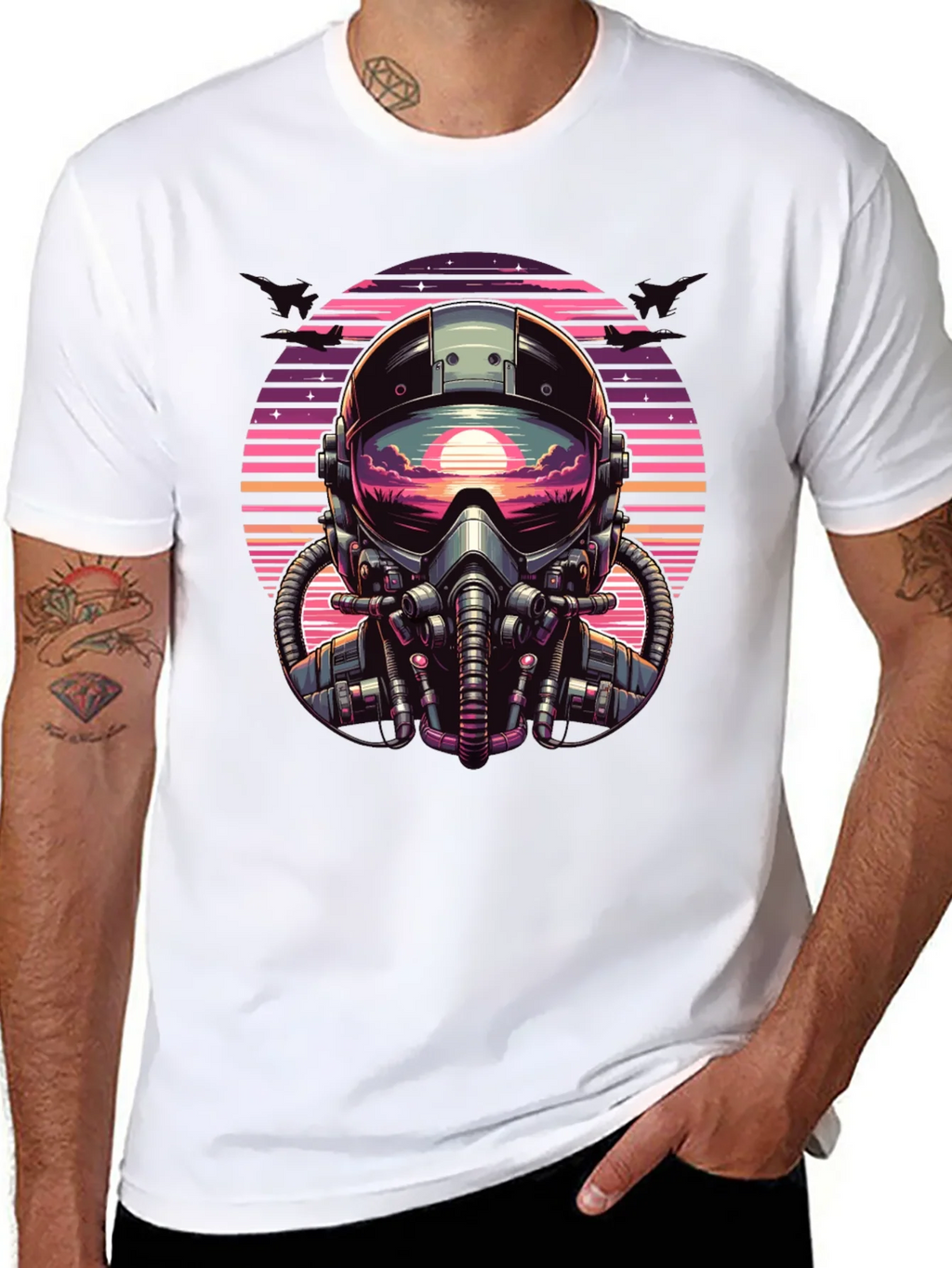 Retro Pilot Graphic Tee - Vintage Sunset Design product image 7