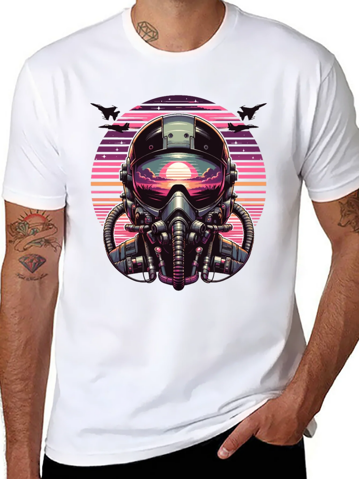 Retro Pilot Graphic Tee - Vintage Sunset Design product image 7
