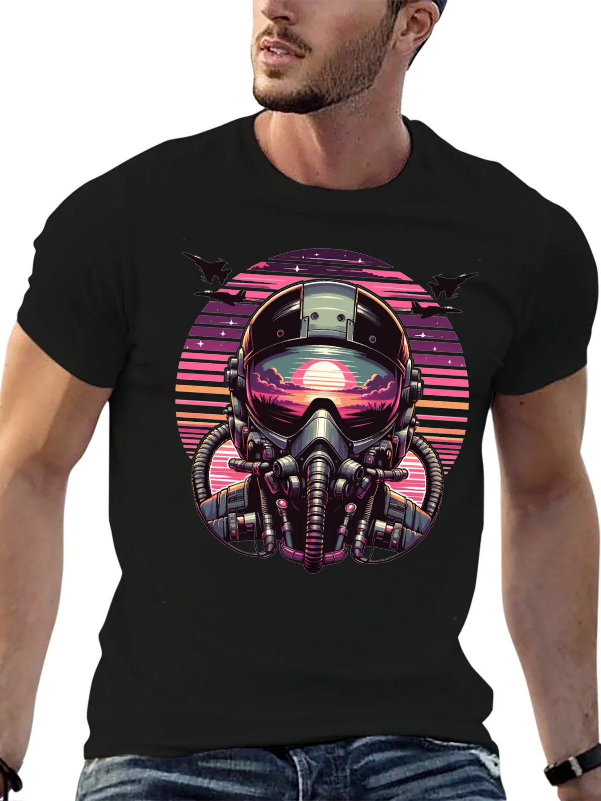 Retro Pilot Graphic Tee - Vintage Sunset Design product image 6