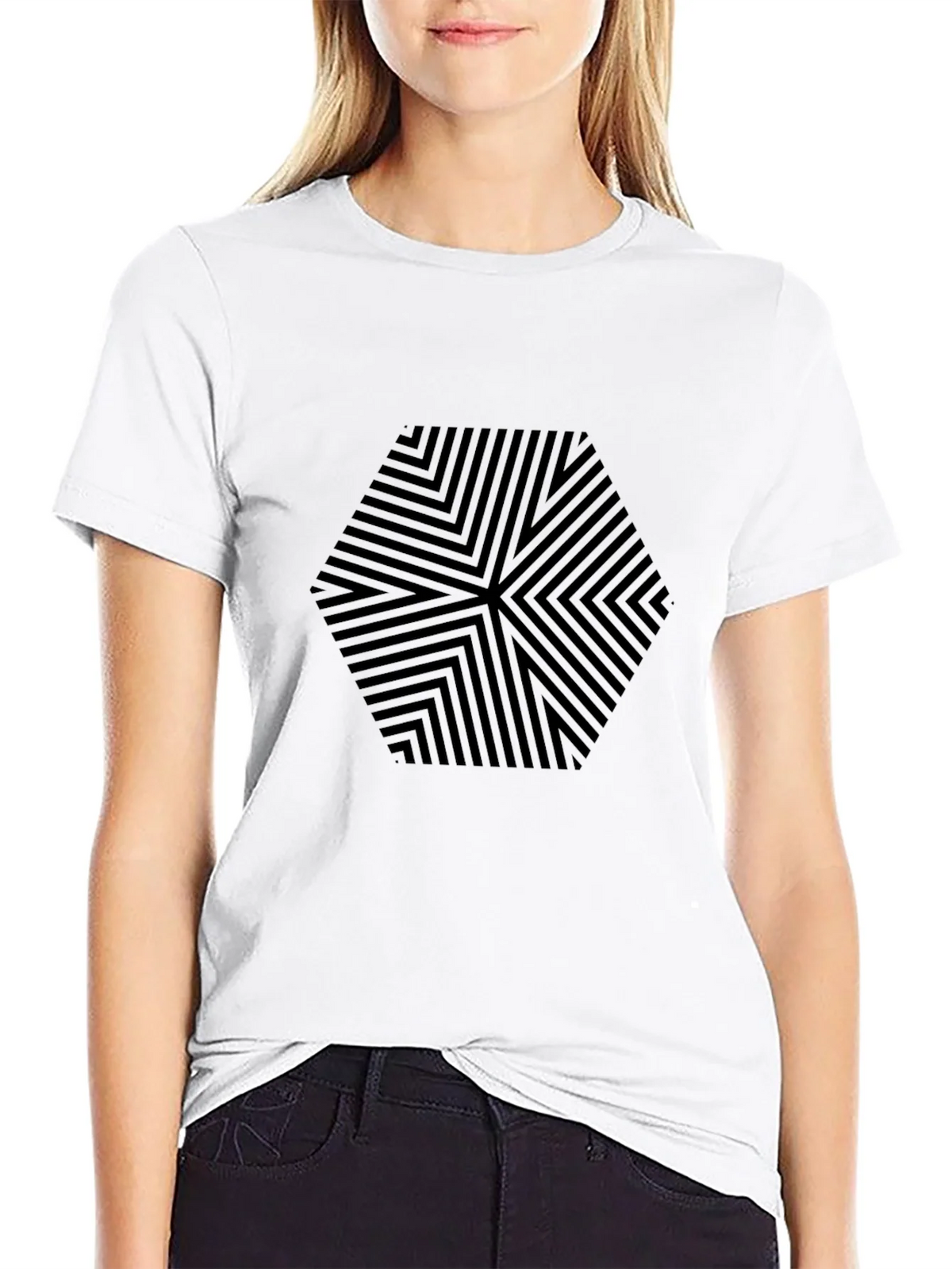 Mens Black Hexagon Pattern Graphic Tee product image 6