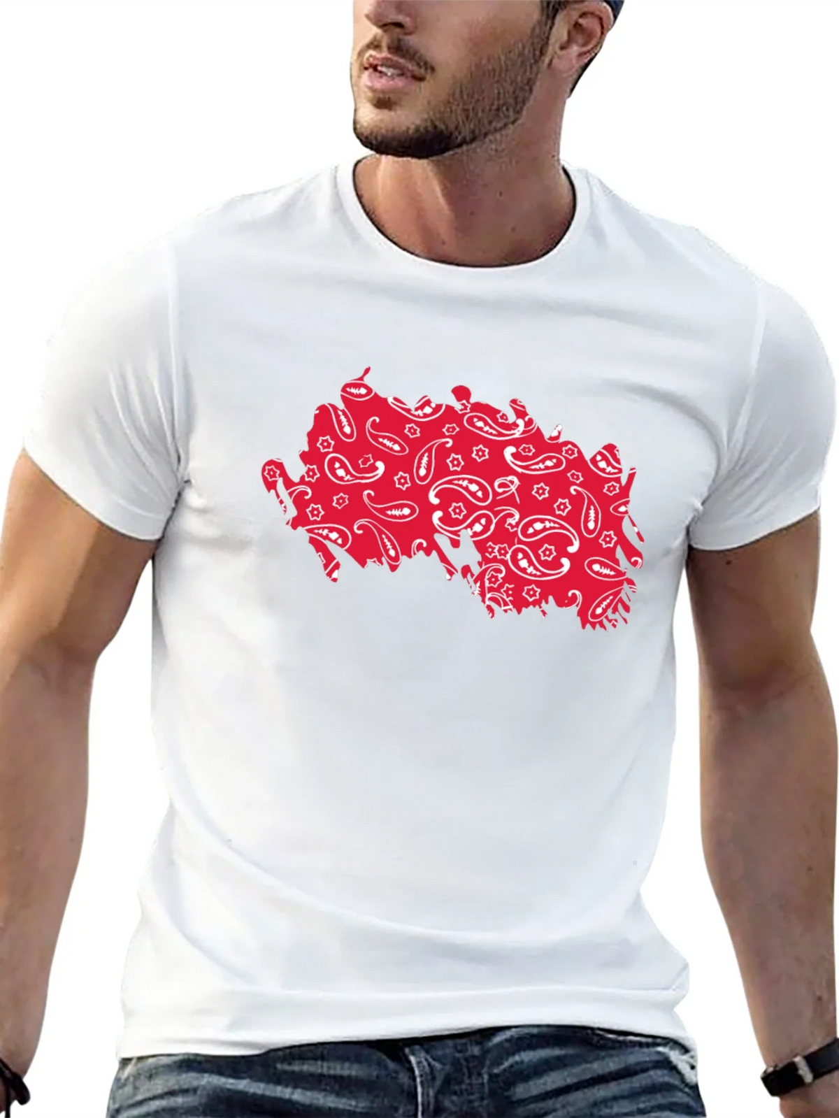 Paisley Pattern Tee - Black Cotton Casual Shirt product image 7