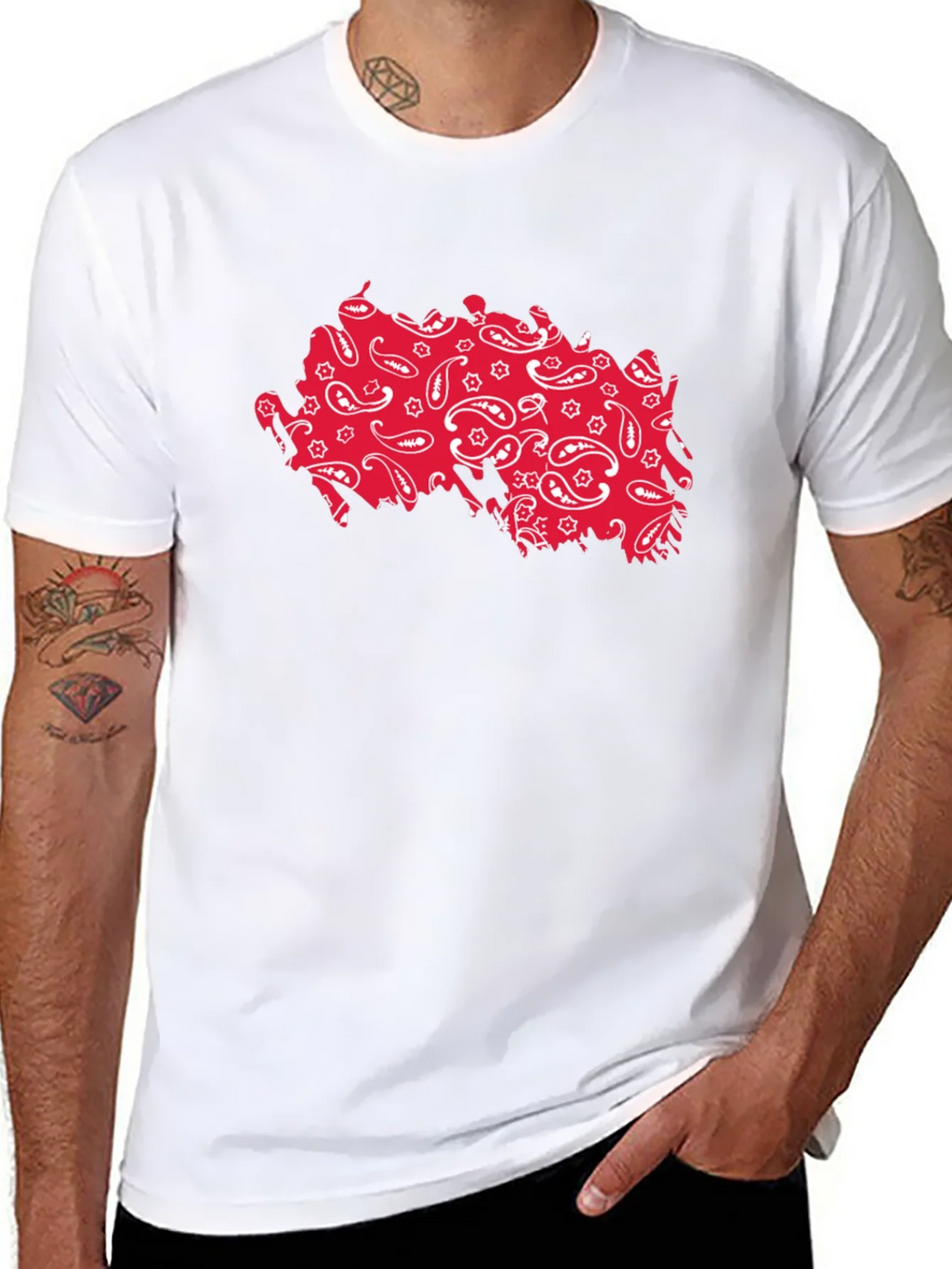 Paisley Pattern Tee - Black Cotton Casual Shirt product image 4