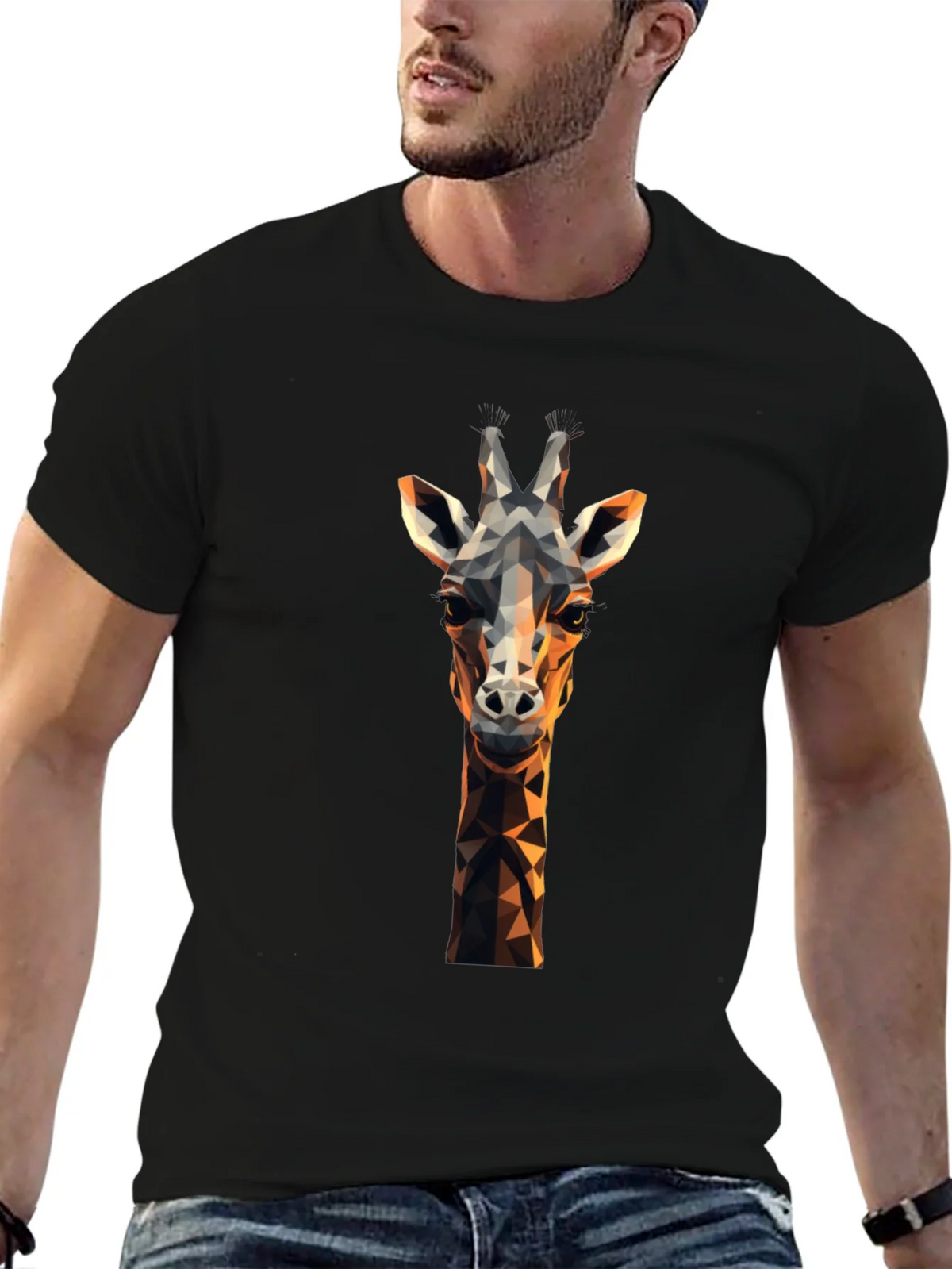 Geometric Giraffe Graphic Tee - Modern Animal Lovers Shirt product image 2