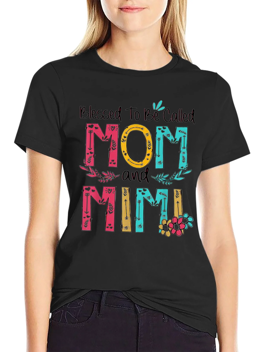 Blessed Mom and Mimi T-Shirt - Floral Design product image 2