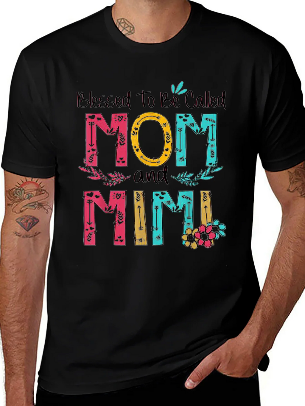 Blessed Mom and Mimi T-Shirt - Floral Design product image 1