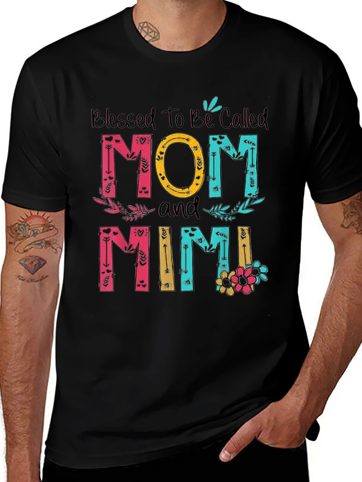 Blessed Mom and Mimi T-Shirt - Floral Design product image 1
