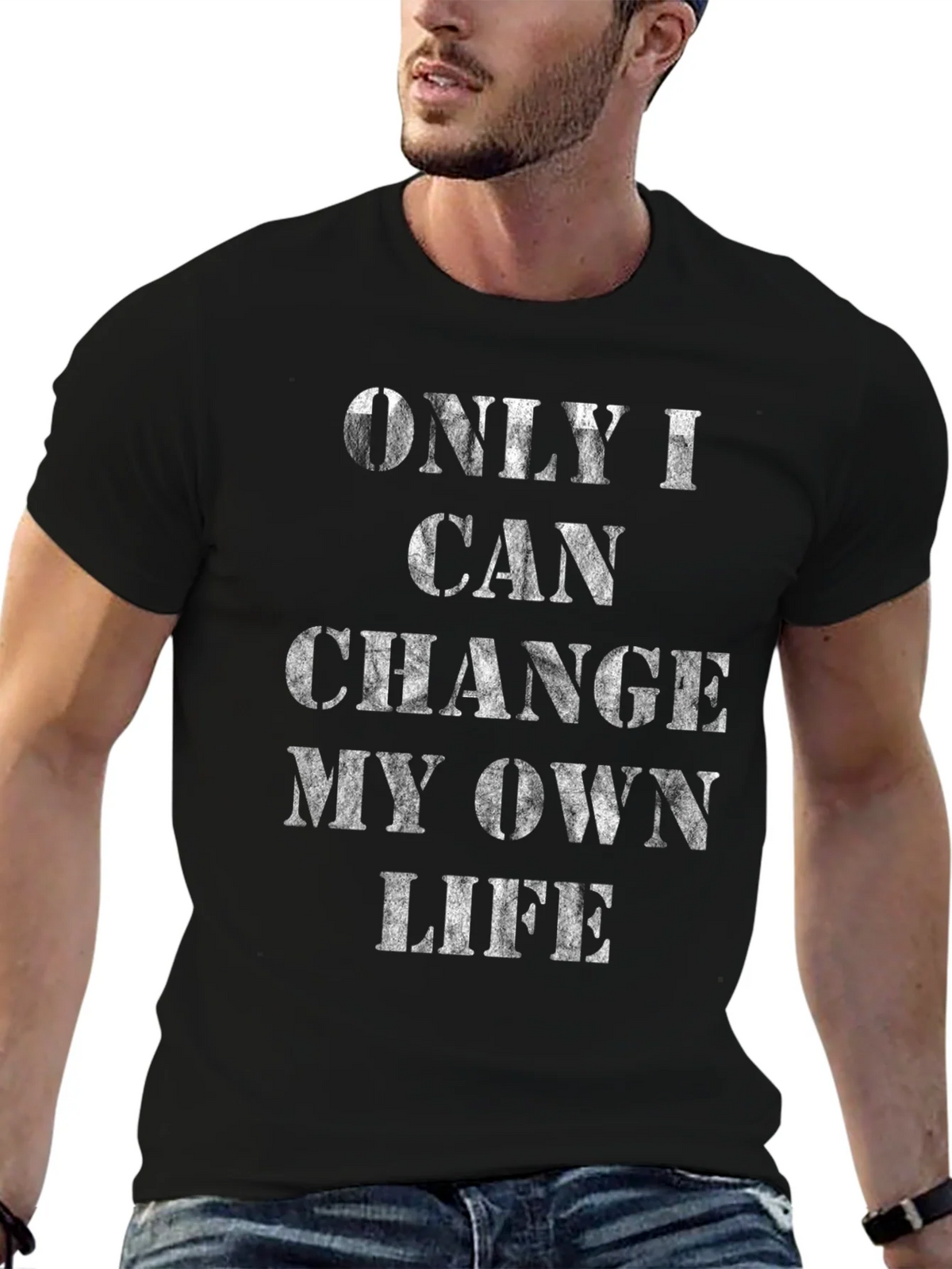 Inspirational Only I Can Change My Own Life Black T-Shirt product image 2
