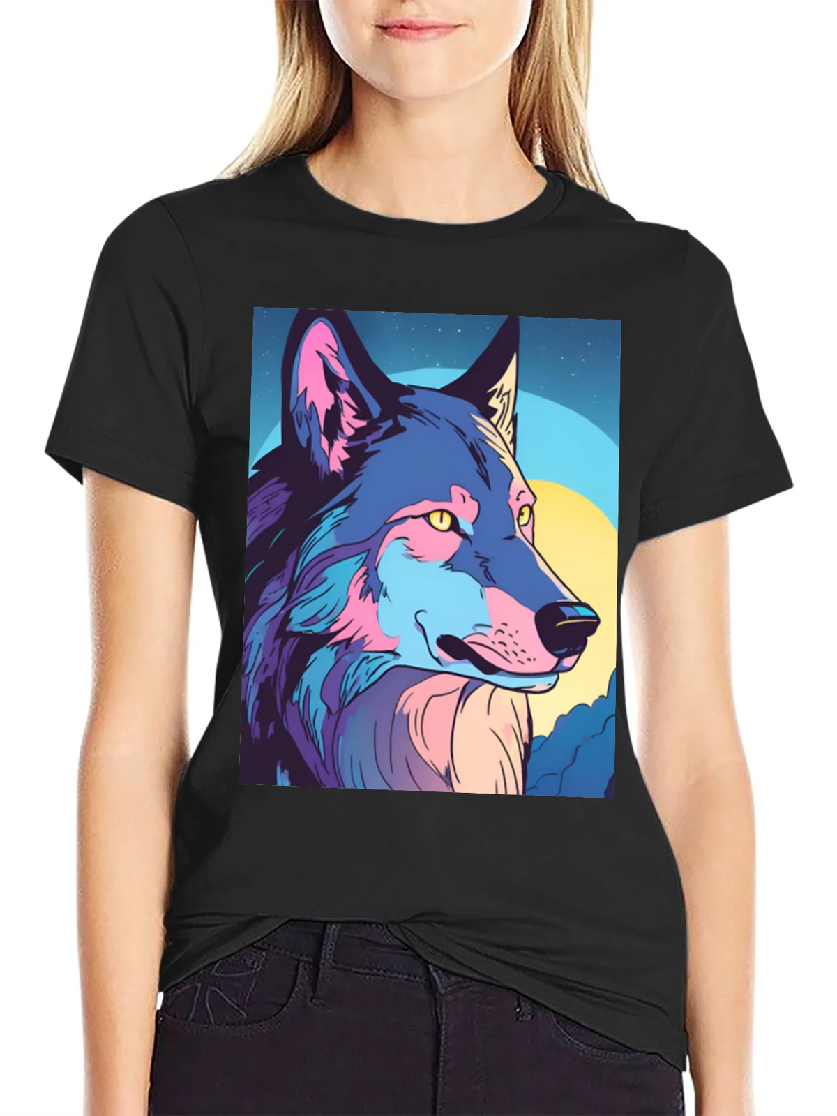 Wolf Graphic Tee - Stylish Mens Black T-Shirt product image 2