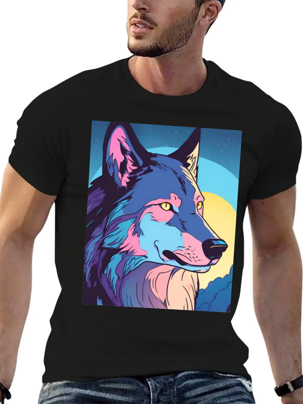 Wolf Graphic Tee - Stylish Mens Black T-Shirt product image 6