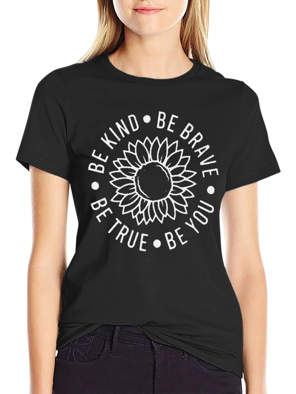 Be Kind Sunflower Graphic T-Shirt - Unisex Black Tee product image 2