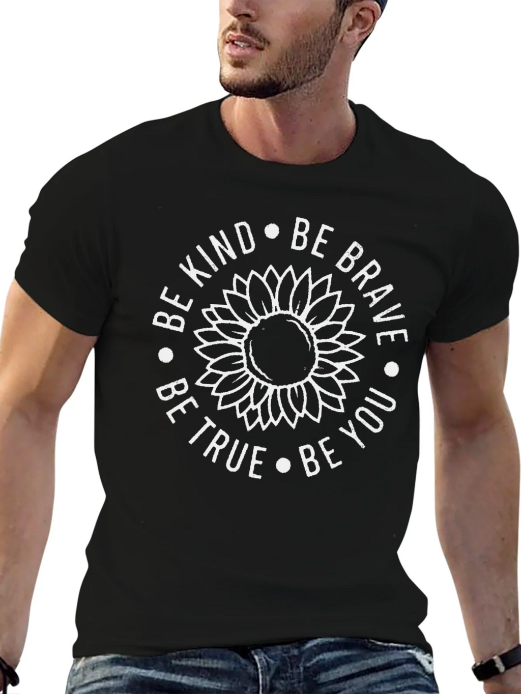 Be Kind Sunflower Graphic T-Shirt - Unisex Black Tee product image 6