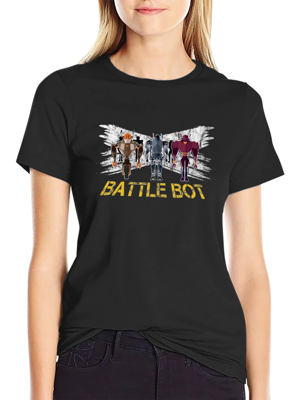 Battle Bot Graphic T-Shirt - Black Crew Neck product image 1