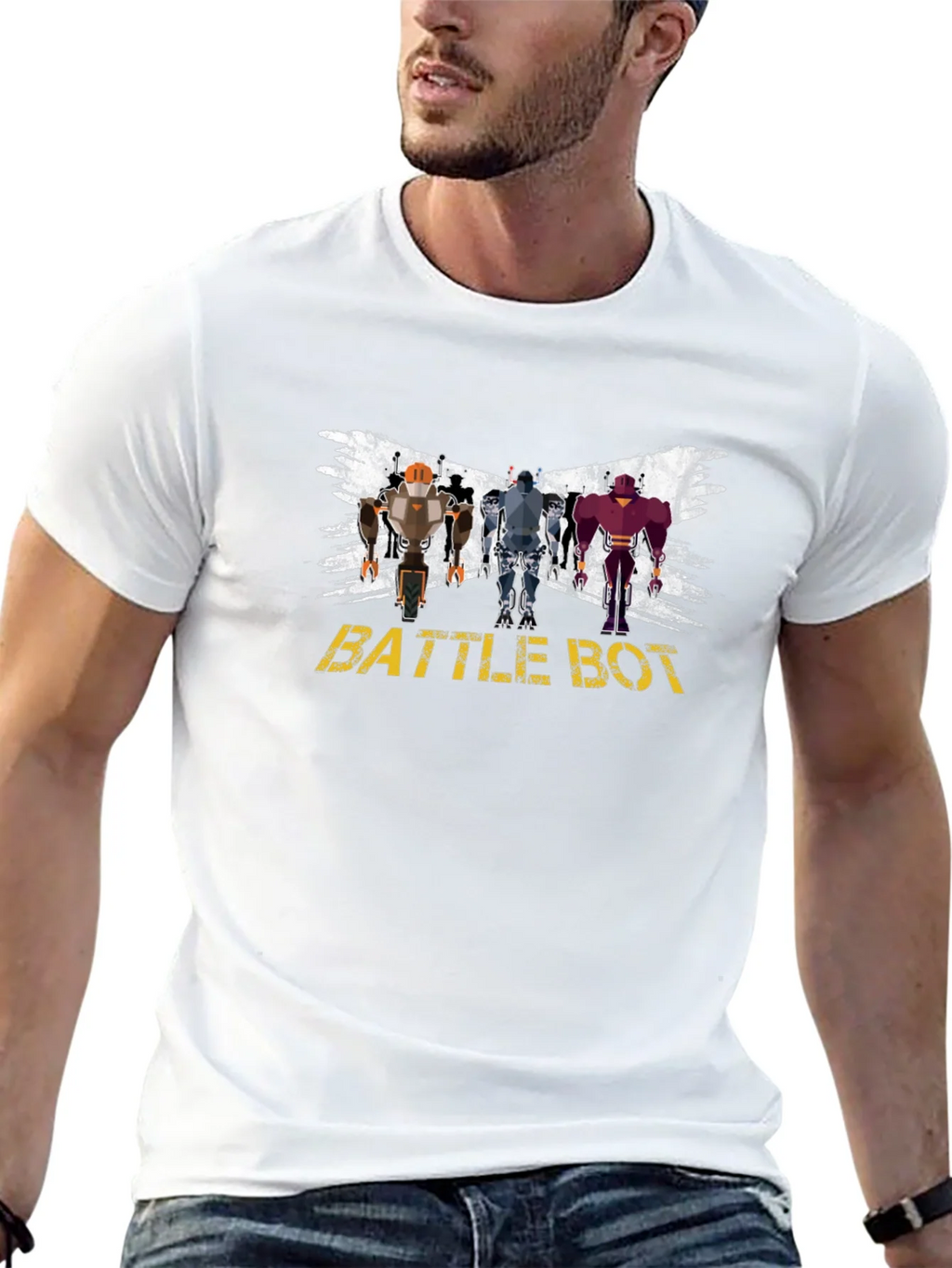 Battle Bot Graphic T-Shirt - Black Crew Neck product image 8