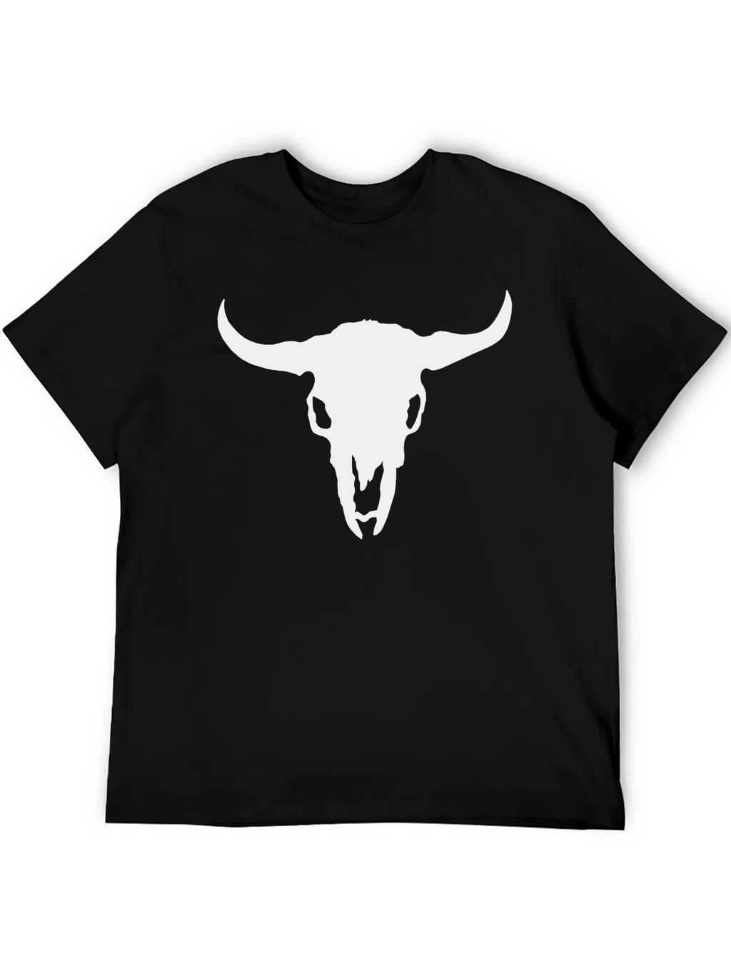 White Bull Skull Graphic Black T-Shirt product image 5