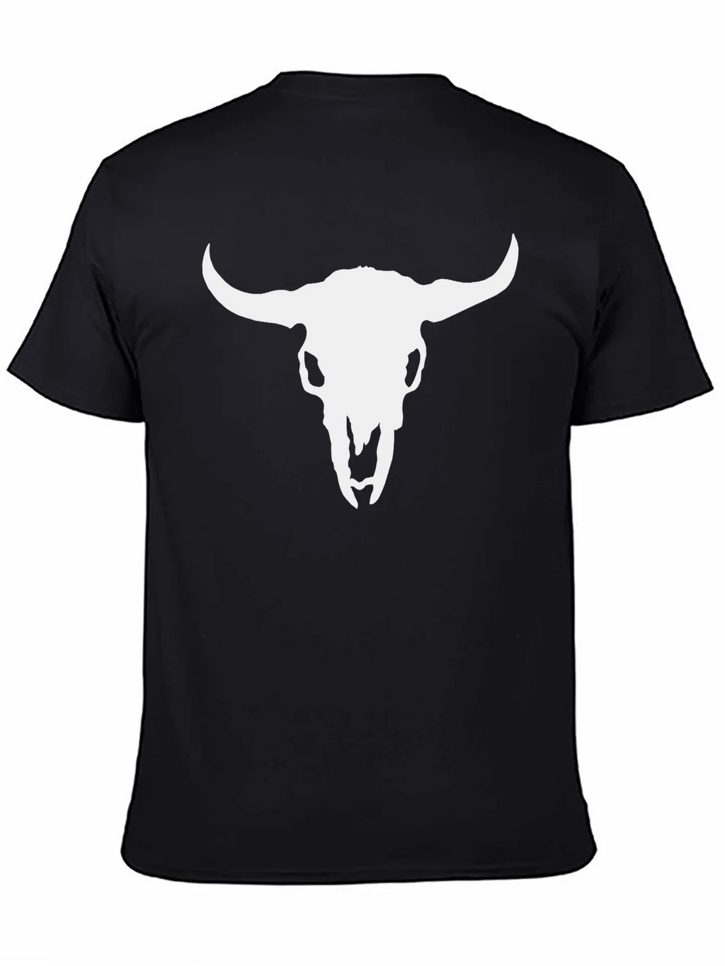 White Bull Skull Graphic Black T-Shirt product image 4