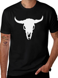 White Bull Skull Graphic Black T-Shirt product image 1