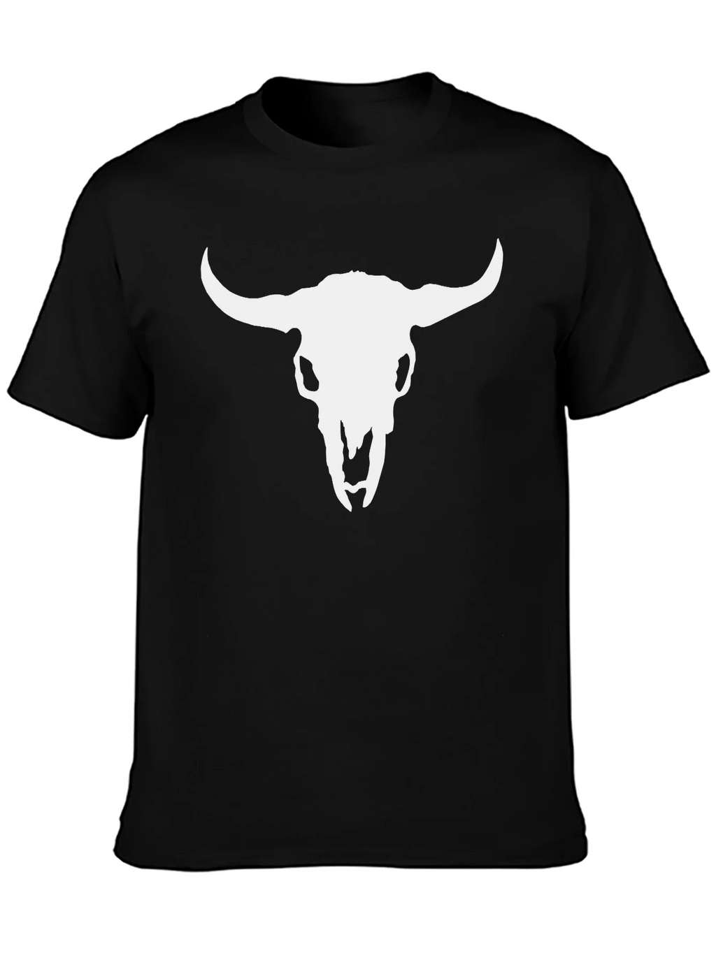 White Bull Skull Graphic Black T-Shirt product image 3