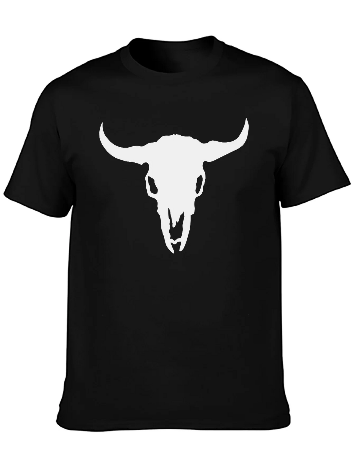 White Bull Skull Graphic Black T-Shirt product image 3