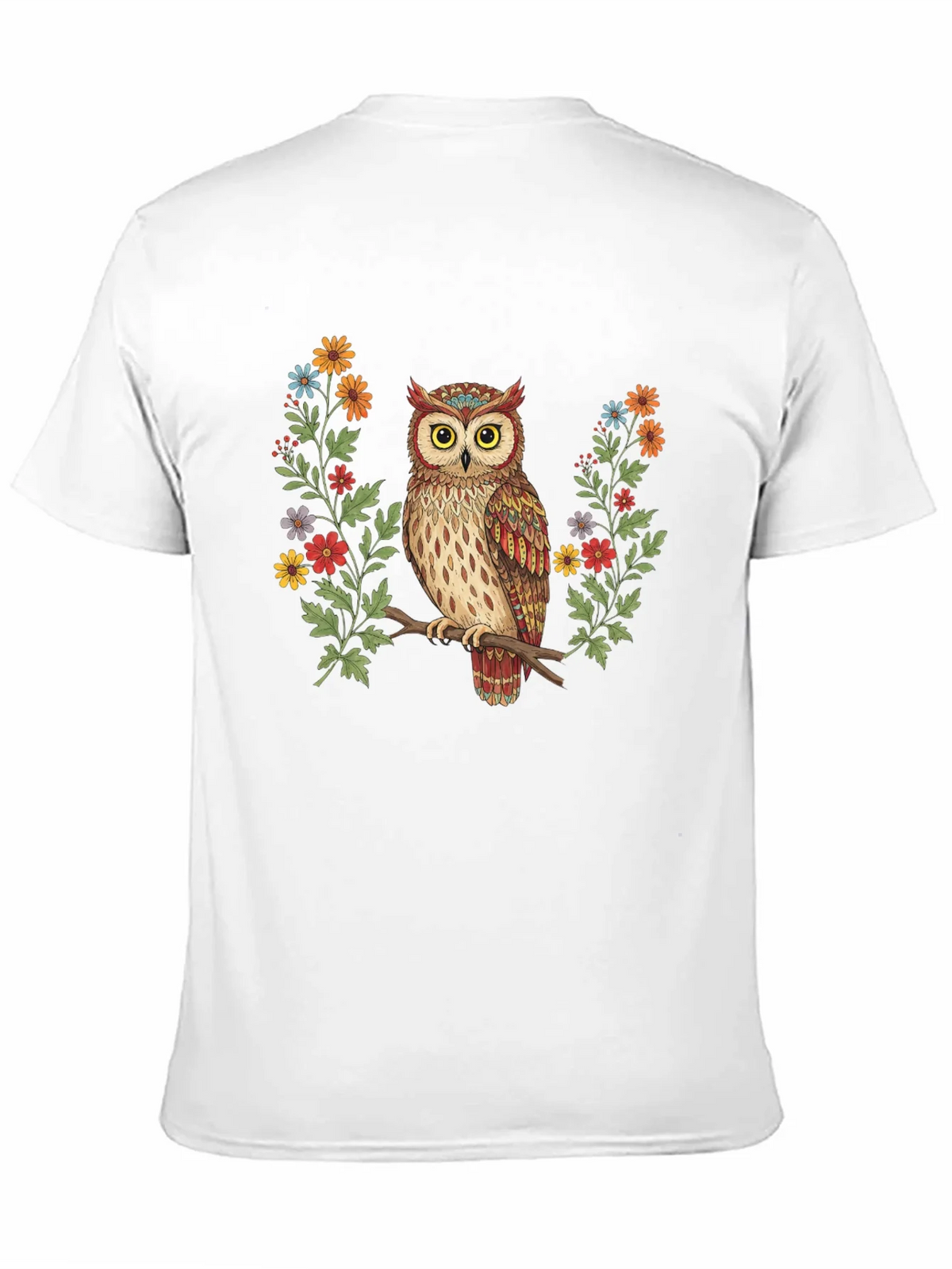 Owl and Floral Print Black T-Shirt product image 4